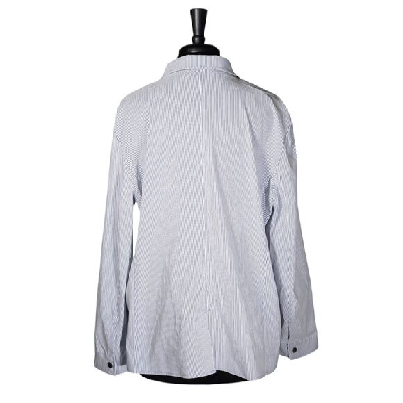 Chico's Women's Jacket Blue White Striped Snap Button Stretch Blazer 3 US XL/16 - Picture 2 of 9